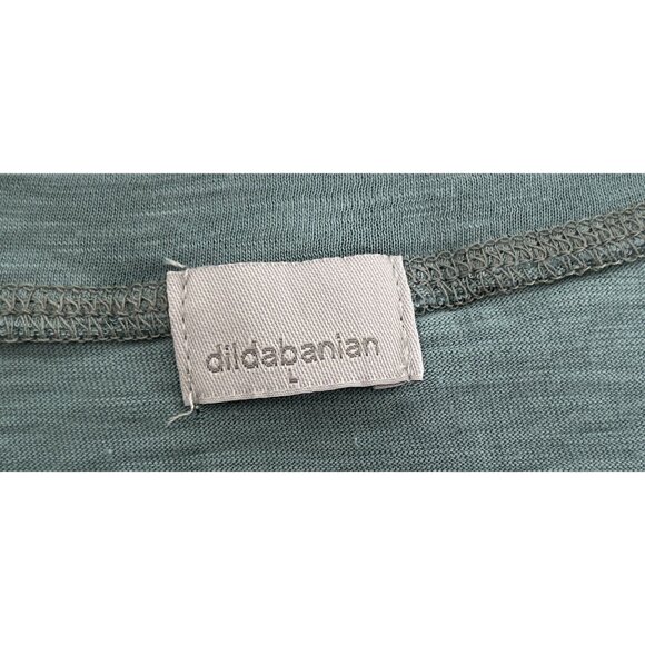 Dildabanian Womens Blue V-Neck Short-Sleeve Cotton T-Shirt Size Large Made In US - Picture 3 of 6